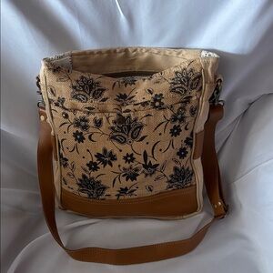 Myra bagFloral Canvas and Leather Women's Bag